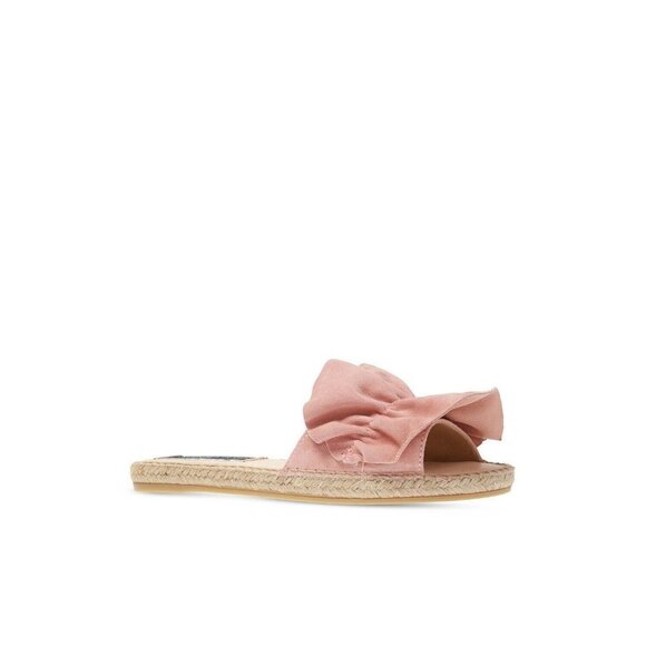 Sergio Rossi x Manebi Women Pink Espadrille Slide Sz 39 US 9 Suede Ruffle Sandal - Picture 1 of 7